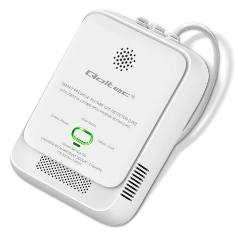 Qoltec Certyfikowany Czujnik wycieku gazu Propan-Butan | detektor LPG | alarm 85dB | LED
