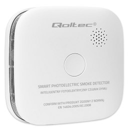 Qoltec Certyfikowany bezprzewodowy Czujnik dymu z baterią | żywotność sensora 10 lat | żywotność baterii 10 lat | alarm 85dB | L