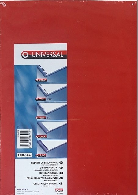 Okładki do bindowania Opus Universal 100 szt Faktura skóry Czerwone Okładki do bindowania Opus Universal 100 szt Faktura skóry Czerwone