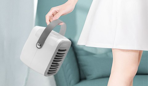 Przenośny klimatyzer, USB, 7 cali, 9 łopatek, 3 prędkości, 2000 mAh, biały Przenośny klimatyzer, USB, 7 cali, 9 łopatek, 3 prędkości, 2000 mAh, biały
