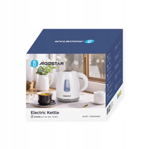 Lekki, kompaktowy czajnik elektryczny Aigostar 1,2L 2200W Bez BPA! Biały Lekki, kompaktowy czajnik elektryczny Aigostar 1,2L 2200W Bez BPA! Biały