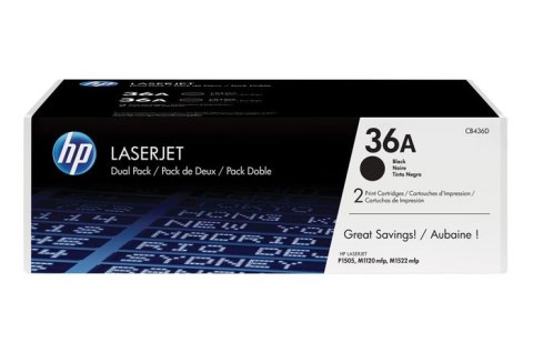 Oryginalny Toner Czarny HP LaserJet M1120, M1522, P1505 (36A CB436AD) (DWUPAK), kompatybilne z CB436A