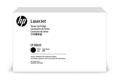 Oryginalny Toner Czarny HP LaserJet Pro 400 M401, M425 (80JC CF280JC), kompatybilne z CF280X Oryginalny Toner Czarny HP LaserJet Pro 400 M401, M425 (80JC CF280JC), kompatybilne z CF280X