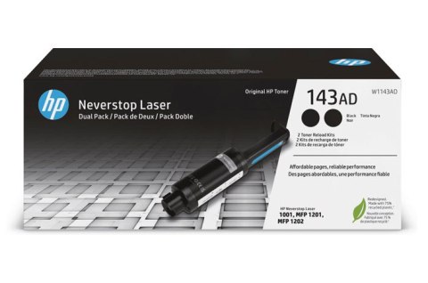 Oryginalny Toner Czarny HP Neverstop Laser 1001, 1201 MFP, 1202 MFP (143A W1143AD) (DWUPAK), kompatybilne z W1143A Oryginalny Toner Czarny HP Neverstop Laser 1001, 1201 MFP, 1202 MFP (143A W1143AD) (DWUPAK), kompatybilne z W1143A
