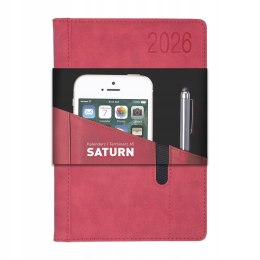 Kalendarz książkowy dla biznesmenów 2026 A5 Dzienny Opus Saturn Czerwony