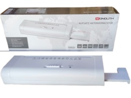 Mała, zgrabna, osobista niszczarka dokumentów z wysuwaną rączką. Na kosz