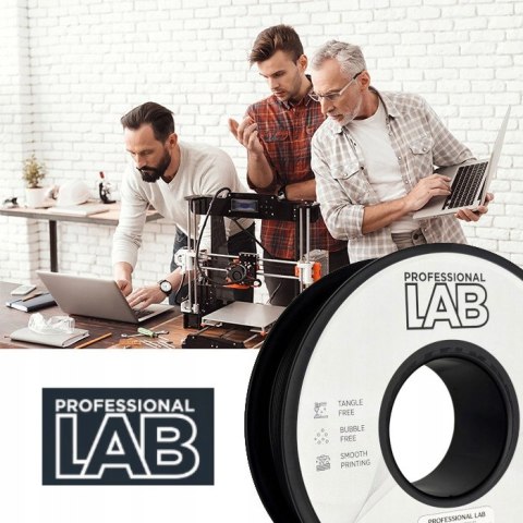 Profesjonalny Filament PLA Silk Black / Czarny 1kg 1,75mm Professjonal LAB