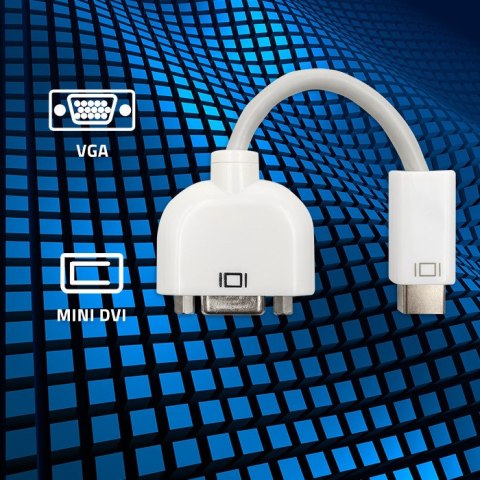 Qoltec Adapter Mini DVI męska | VGA żeńska | 0.15m