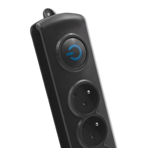 Qoltec Listwa zasilająca antyprzepięciowa | 4 gniazda | 1.5m | Czarna