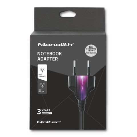 Qoltec Zasilacz do laptopa HP Compaq | Toshiba 75W | 19V | 3.95A | 5.5*2.5 | +kabel zasilający