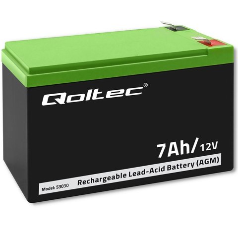 Qoltec Akumulator AGM | 12V | 7Ah | Bezobsługowy | Wydajny | LongLife | do UPS, security