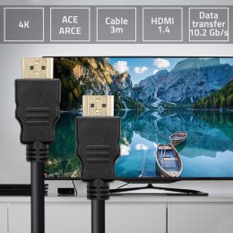 Qoltec Kabel HDMI v1.4 | High speed | 4K | 30Hz | 30AWG | 3D | GOLD | 3m