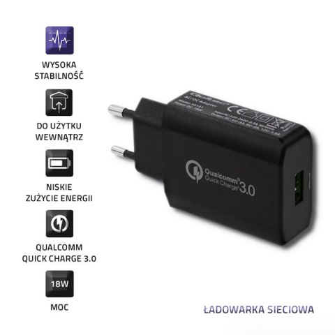 Qoltec Ładowarka sieciowa | Qualcomm Quick Charge 3.0 18W | 5V | 3A | USB