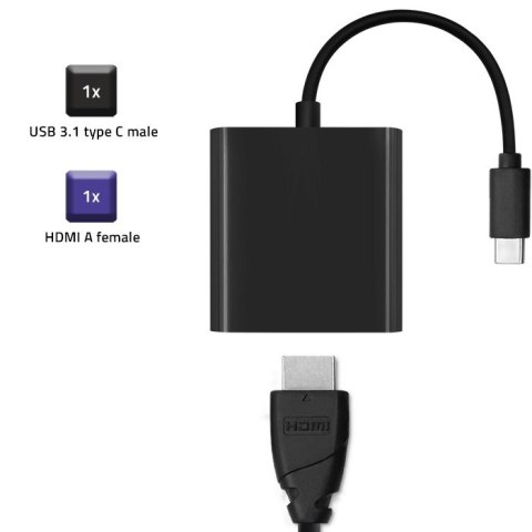 Qoltec Adapter przejściówka USB-C 3.1 | HDMI | 4K | MHL