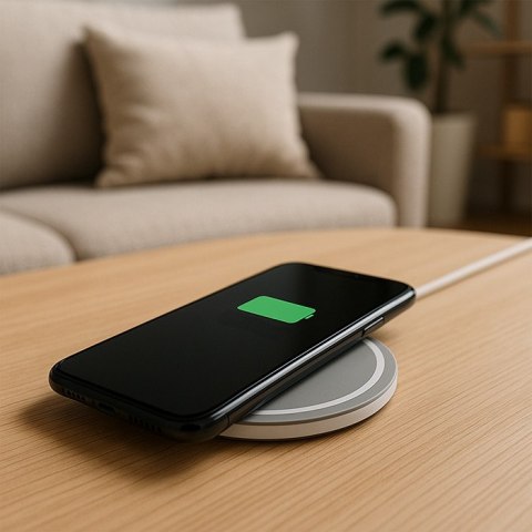 Qoltec Bezprzewodowa ładowarka indukcyjna RING | Qualcomm QuickCharge 3.0 10W | Szary