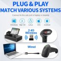 Qoltec Bezprzewodowy skaner czytnik kodów kreskowych i QR | 1D 2D | USB | 2.4G | Szybki