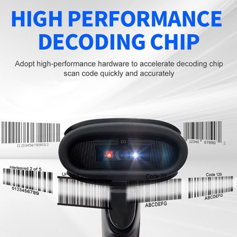 Qoltec Bezprzewodowy skaner czytnik kodów kreskowych i QR | 1D 2D | USB | 2.4G | Szybki