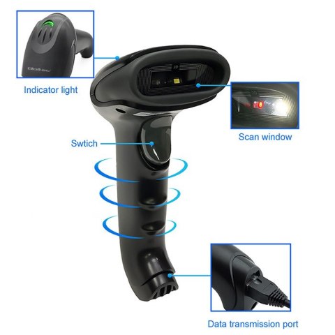 Qoltec Bezprzewodowy skaner czytnik kodów kreskowych i QR | 1D 2D | USB | 2.4G | Szybki