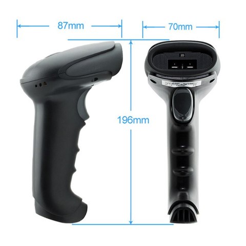 Qoltec Bezprzewodowy skaner czytnik kodów kreskowych i QR | 1D 2D | USB | 2.4G | Szybki