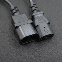 Qoltec Kabel przedłużający zasilający IEC C14/C19 | 3x1.5mm² | 2m