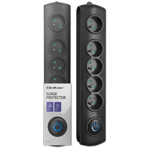 Qoltec Listwa zasilająca antyprzepięciowa | 5 gniazd | 3m | Czarna