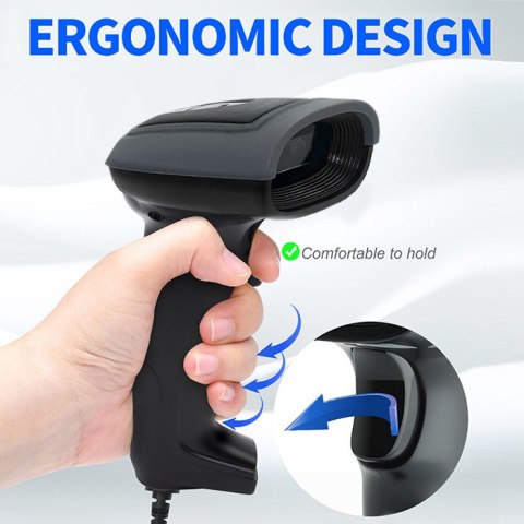 Qoltec Skaner czytnik kodów kreskowych i QR | 1D 2D | USB | Trwały