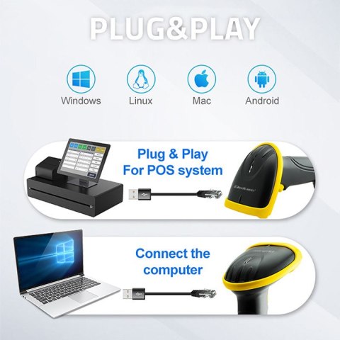 Qoltec Skaner czytnik kodów kreskowych i QR | 1D 2D | USB