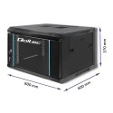 Qoltec Szafa RACK 19" | 6U | 600 x 370 x 600 | Hartowane drzwi | Wisząca | Stalowa obudowa | Zamek | Czarna