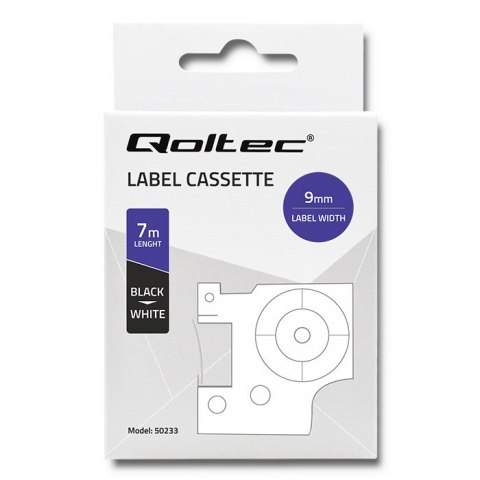 Qoltec Taśma do DYMO D1 40913 | 9mm x 7m | Biała/ Czarny nadruk