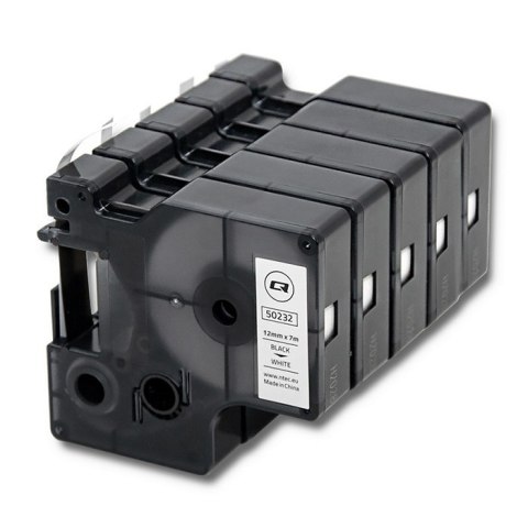 Qoltec Taśma do DYMO D1 45013| 12mm x 7m | Biała/ Czarny nadruk