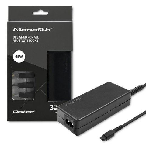 Qoltec Zasilacz specjalizowany do Asus 65W | SmartPlug | 3 wtyczki | +kabel zasilający
