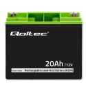 Qoltec Akumulator AGM | 12V | 20Ah | Bezobsługowy | Wydajny | LongLife | do UPS, skutera