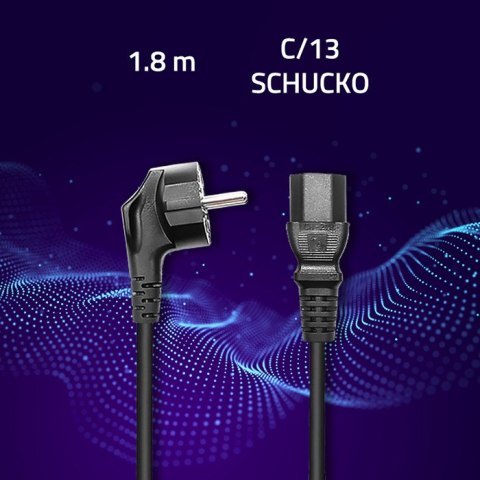 Qoltec Kabel zasilający IEC C13/SCHUKO | 3x0.75mm² | 1.8m