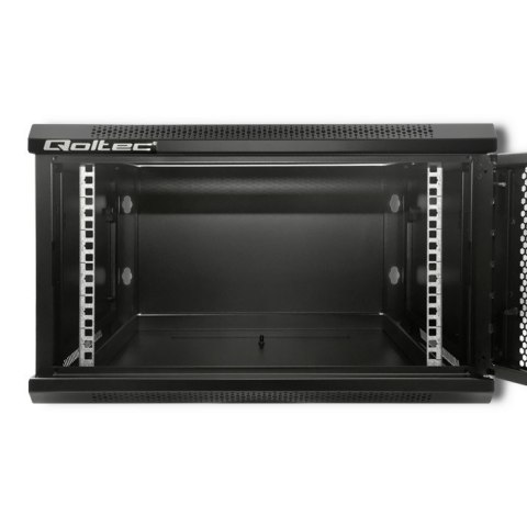 Qoltec Szafa RACK 19" | 6U | 600 x 370 x 600 | Perforowane drzwi | Wisząca | Stalowa obudowa | Zamek | Czarna