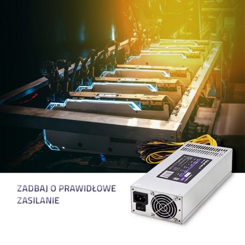Qoltec Zasilacz PCI-E 1850W | 80 Plus Platinum | Data mining
