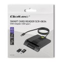 Qoltec Inteligentny czytnik chipowych kart ID SCR-0634 | USB 2.0 + Adapter USB-C
