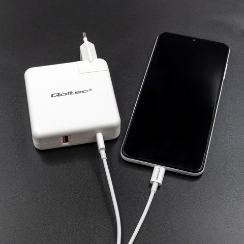 Qoltec Ładowarka GaN FAST 108W | 5-20V | 3-4.7A | USB C | Laptop | Smartfon | Biała