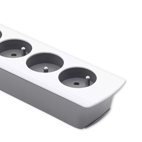 Qoltec Listwa zasilająca | 5 gniazd | 1.8m | Biało-szara| Quick switch