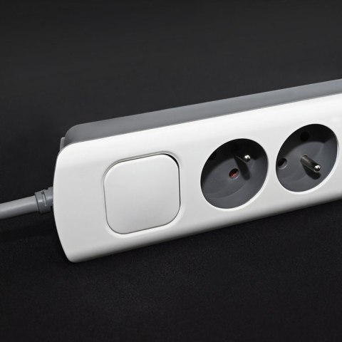 Qoltec Listwa zasilająca | 5 gniazd | 1.8m | Biało-szara| Quick switch