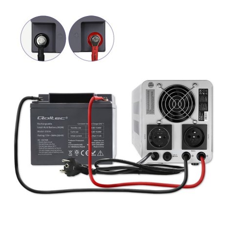 Qoltec Zasilacz awaryjny UPS 500VA/350 | Przetwornica 12/230V z AVR | SF | Sinus