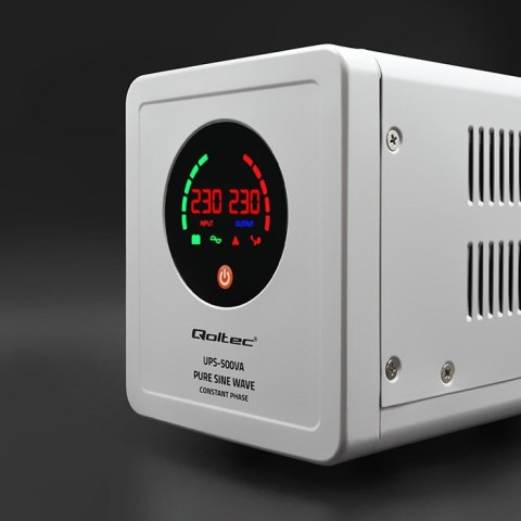 Qoltec Zasilacz awaryjny UPS 500VA/350 | Przetwornica 12/230V z AVR | SF | Sinus
