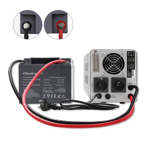 Qoltec Zasilacz awaryjny UPS 800VA/560 | Przetwornica 12/230V z AVR | Sinus