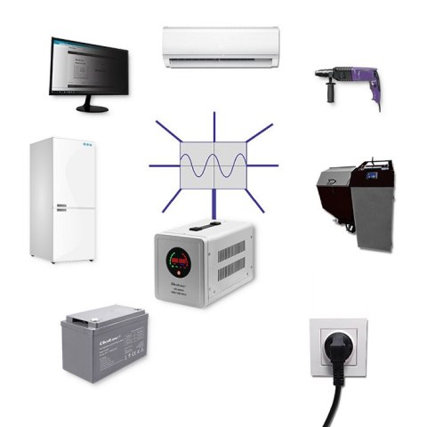 Qoltec Zasilacz awaryjny UPS 800VA/560 | Przetwornica 12/230V z AVR | Sinus