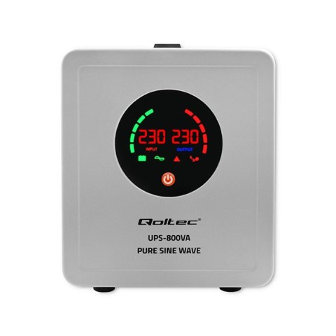 Qoltec Zasilacz awaryjny UPS 800VA/560 | Przetwornica 12/230V z AVR | Sinus