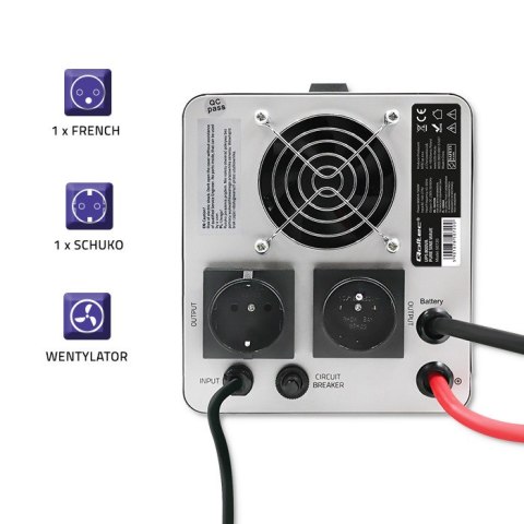 Qoltec Zasilacz awaryjny UPS 800VA/560 | Przetwornica 12/230V z AVR | Sinus