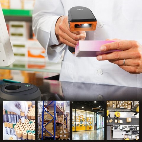 Qoltec Bezprzewodowy skaner czytnik kodów kreskowych i QR | 1D 2D | 2.4G | + stacja dokująca