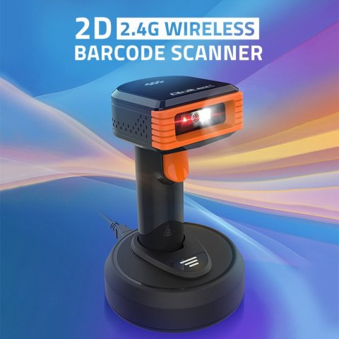 Qoltec Bezprzewodowy skaner czytnik kodów kreskowych i QR | 1D 2D | 2.4G | + stacja dokująca