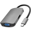 Qoltec Hub Adapter USB-C 3.1 2w1 | HDMI 4K | VGA