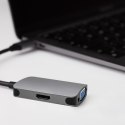 Qoltec Hub Adapter USB-C 3.1 2w1 | HDMI 4K | VGA