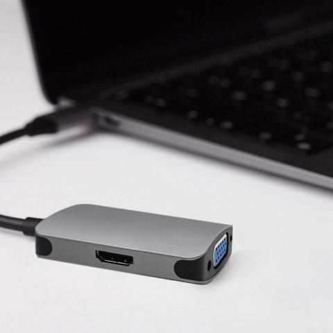 Qoltec Hub Adapter USB-C 3.1 2w1 | HDMI 4K | VGA